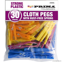 Plastic clothes pegs w/rust free spring-pk30