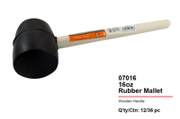 Rubber mallet with wooden handle-16oz