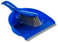 Dustpan & brush set-red/blue/silver