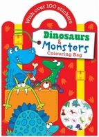 Dinosaur & monster colour/sticker bag shaped book