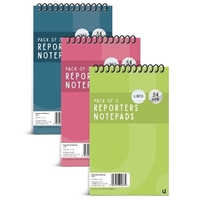 Reporters note pads-3 astd colours-5''x8''-pk3