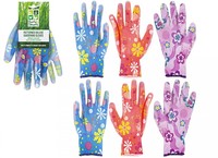 Ladies pattern extra grip garden gloves