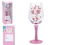 Best mum wine glass w/glitter base