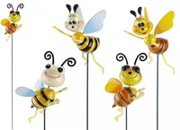 Happy bees with moving wings on stake