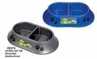 Decorated double dinner pet bowl