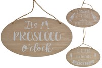 Wooden hanging oval sign-prosecco