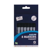 Black permanent markers-pk8