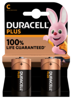 Duracell plus 100% C batteries-pk2