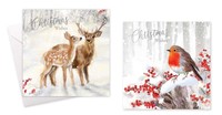 Christmas cards-reindeer/robin-pk10 square