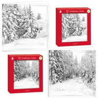 Snow scene Christmas cards-12 square