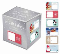 Adhesive gift labels-80 ast'd silver foil