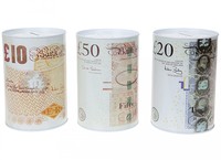 Queen British bank note money tin