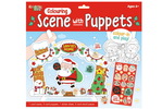 Christmas colouring scene with puppets