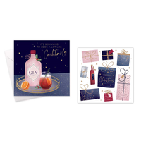 Gin/Presents Christmas cards-pk10 square