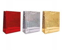Holographic gift bag-red/gold/silver-medium