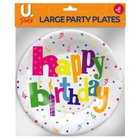 Happy birthday paper plates-pk6 large