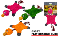Flat crackle duck dog toy