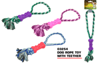Dog rope pull toy with teether