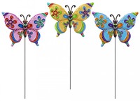 Metal bright colour butterfly on stake-3ast'd
