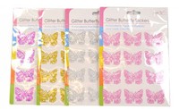 Glitter gem butterfly stickers-pk12