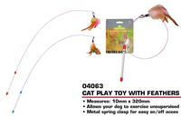 Cat play toy with feathers