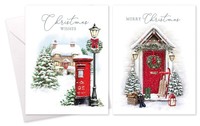 Traditional Scenes Christmas cards-pk8 square