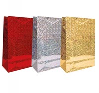 Holographic gift bag-red/gold/silver-XL