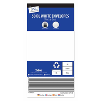 DL White peal & seal envelopes-80gsm-pk50