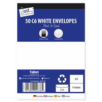 C6 White peal & seal envelopes-80gsm-pk50