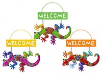 Metal gecko welcome sign-3 astd