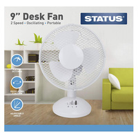 White Status desk fan-9''