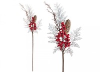 Luxury Christmas pick w/berries silver twig & cone-70cm