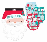 Cute Santa book Xmas gift labels-pk60