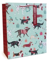 Dog pattern Xmas gift bag-large
