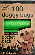 Recyclable dog waste bags-4x25 pocket rolls