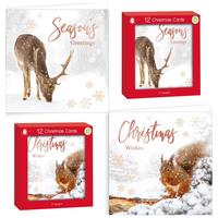 Stag & squirrel Christmas cards-pk12 square