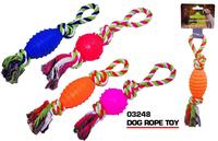 Dog rope toy with vinyl ball
