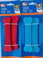 Rubber spiked bone dog toys-pk2