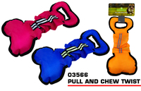 Pull & chew twist dog toy-3 colours