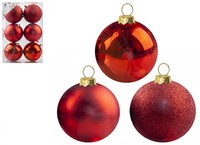 Red 6cm baubles-pk6