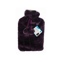 Hot water bottle with faux fur cover-2ltr-purple