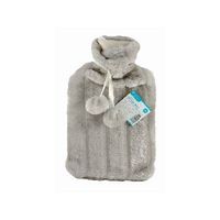 Hot water bottle with faux fur cover-2ltr-light grey