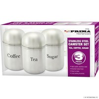 S/Steel tea, coffee, sugar set-boxed