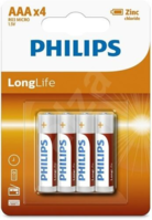 Phillips LongLife zinc chloride batteries-AAA-pk4