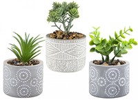 Cement flower pot with artificial plant