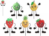 Happy fruit w/moving limbs on stake-6 astd