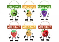 Metal funny fruits welcome sign-6 astd