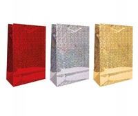Holographic gift bag-red/gold/silver-large