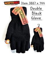 Warmeez kid's heavy double touch screen gloves-black